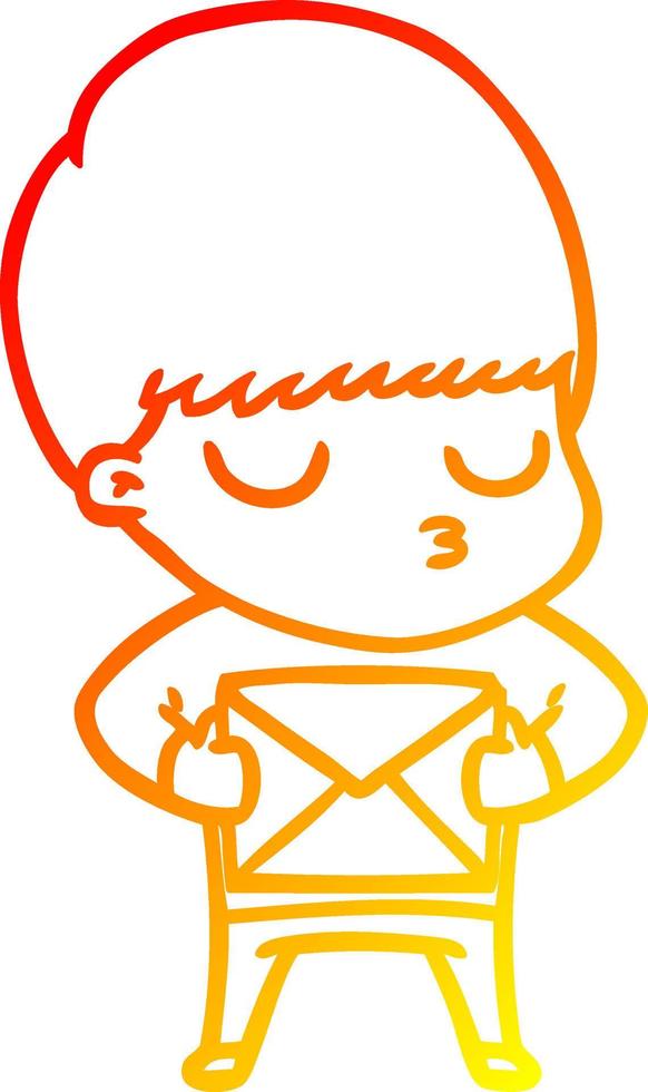 warm gradient line drawing cartoon calm boy vector