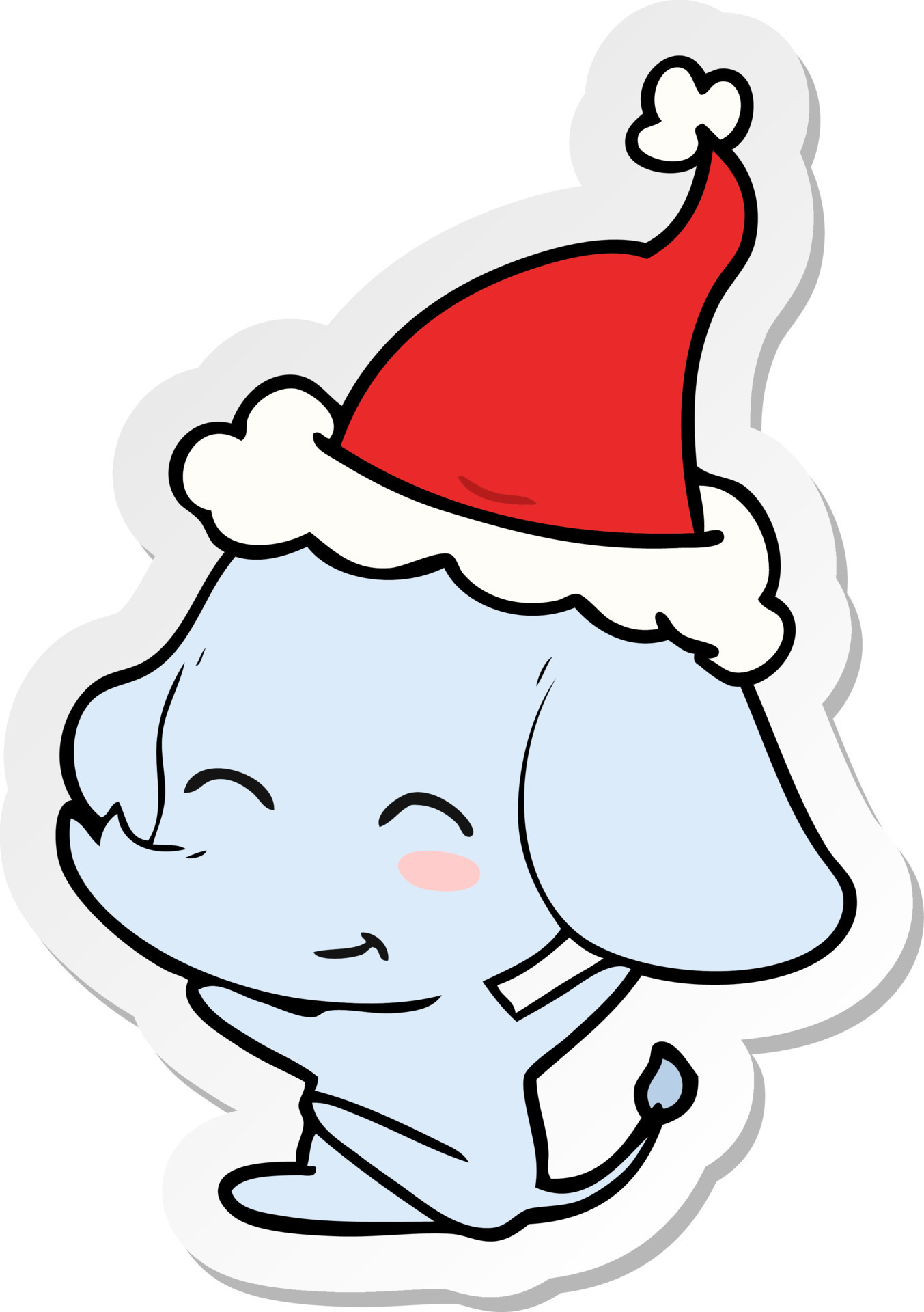 cute sticker cartoon of a elephant wearing santa hat 8610297 Vector Art at  Vecteezy