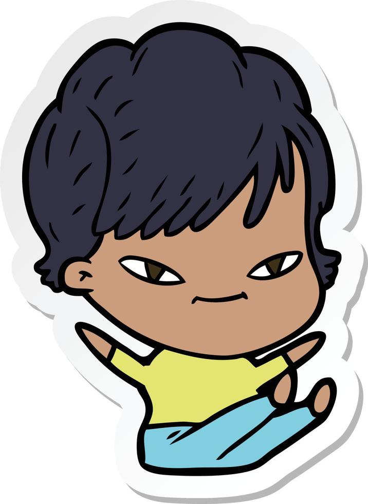 sticker of a cartoon happy woman vector