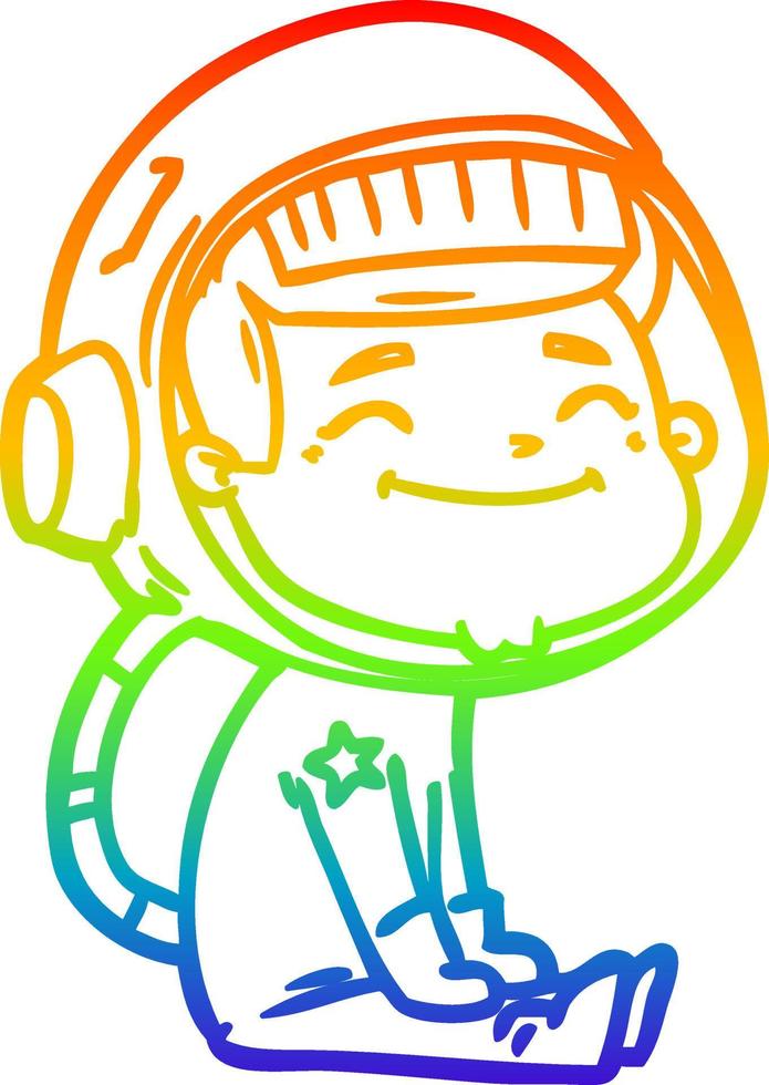 rainbow gradient line drawing happy cartoon astronaut vector