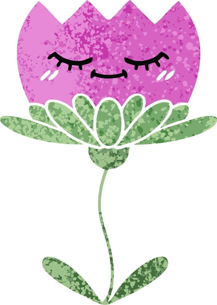 retro illustration style cartoon flower vector