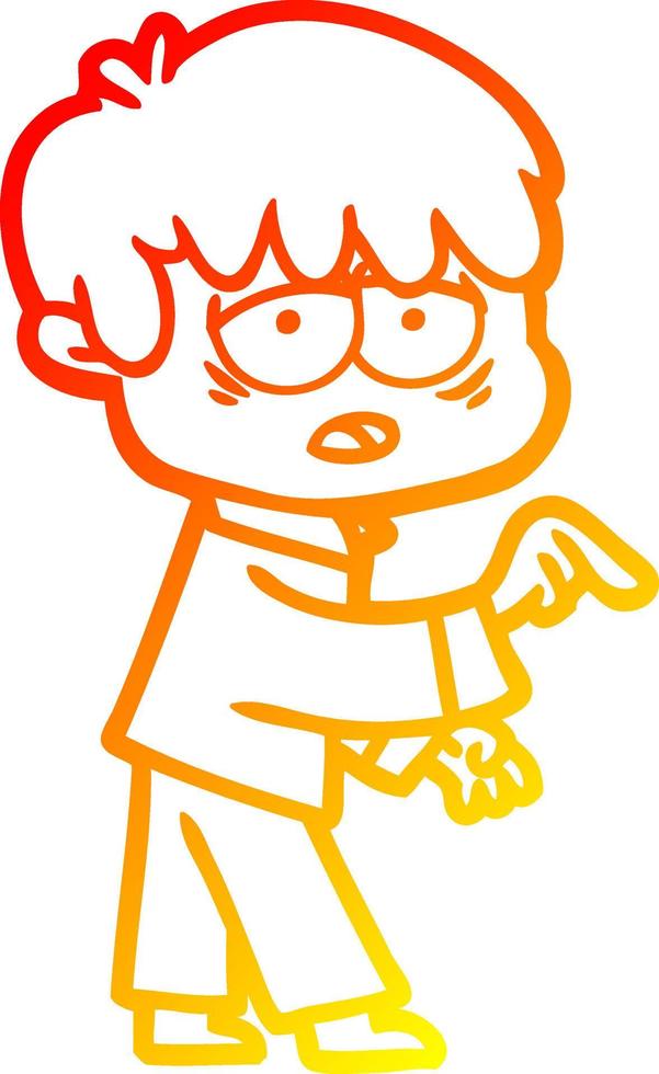 warm gradient line drawing cartoon exhausted boy vector