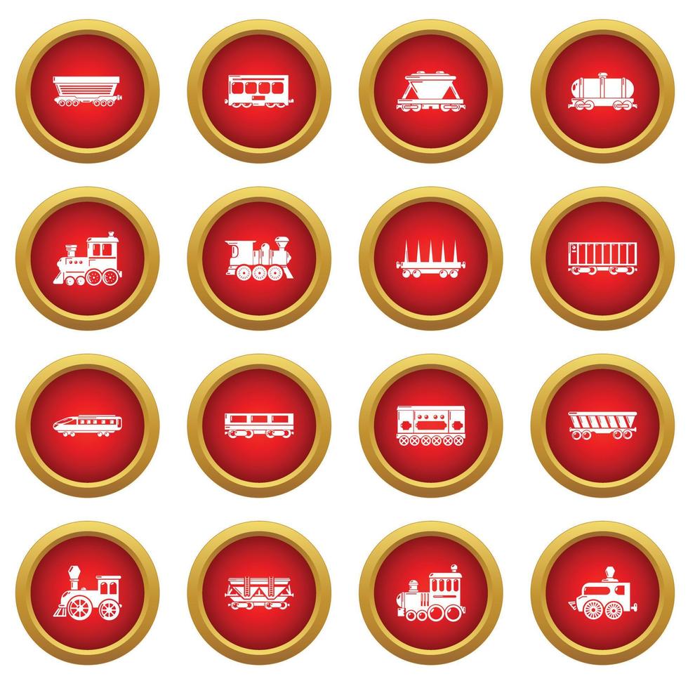 Railway carriage icons set, simple style vector