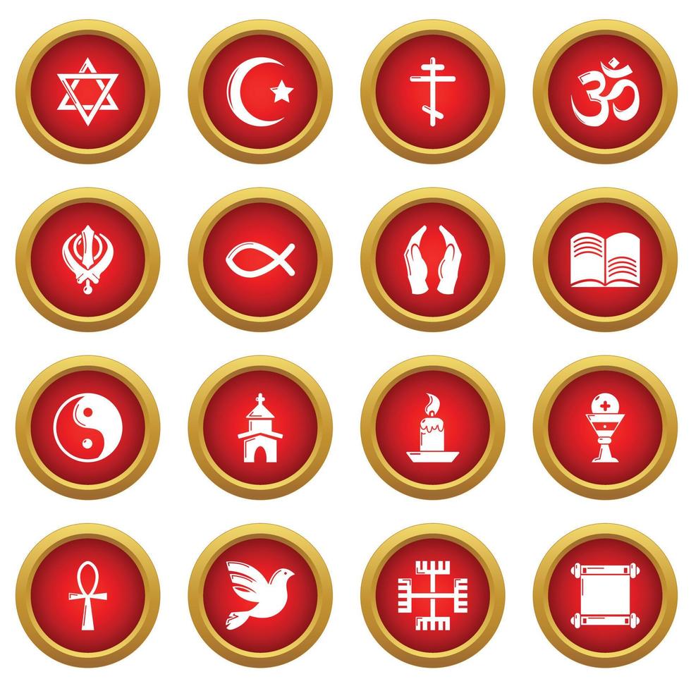Religion icons set, simple style vector