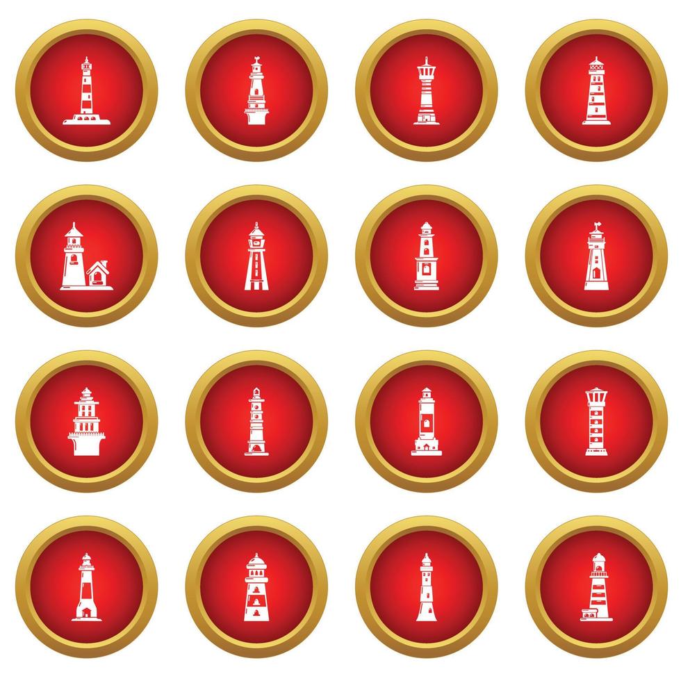 Lighthouse icons set, simple style vector