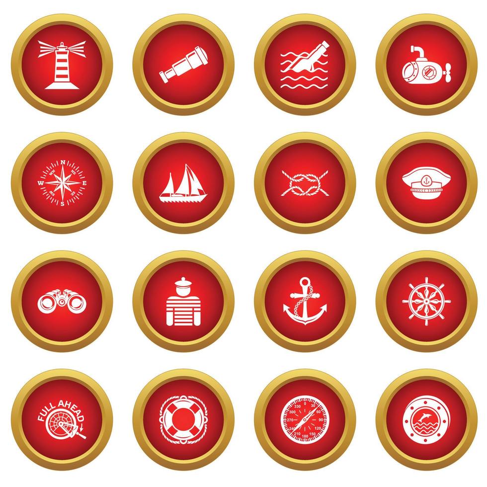 Nautical icons set, simple style vector