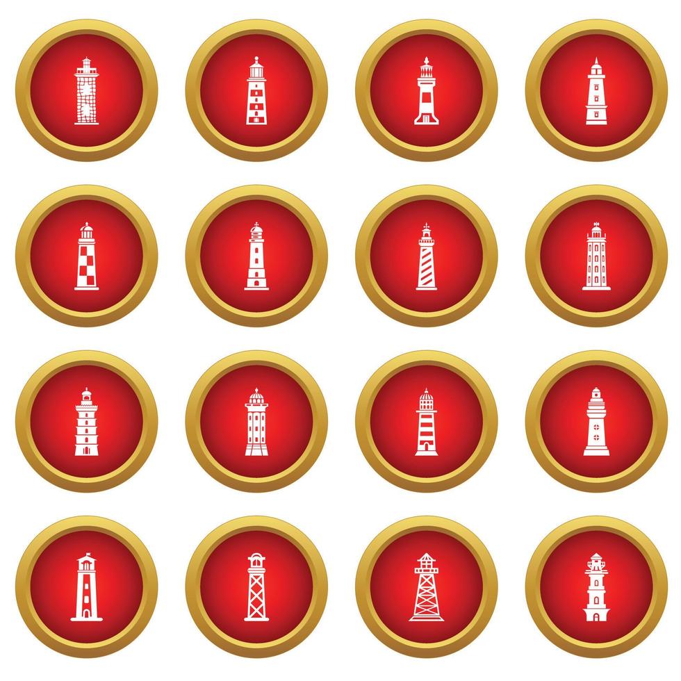 Lighthouse icons set, simple style vector