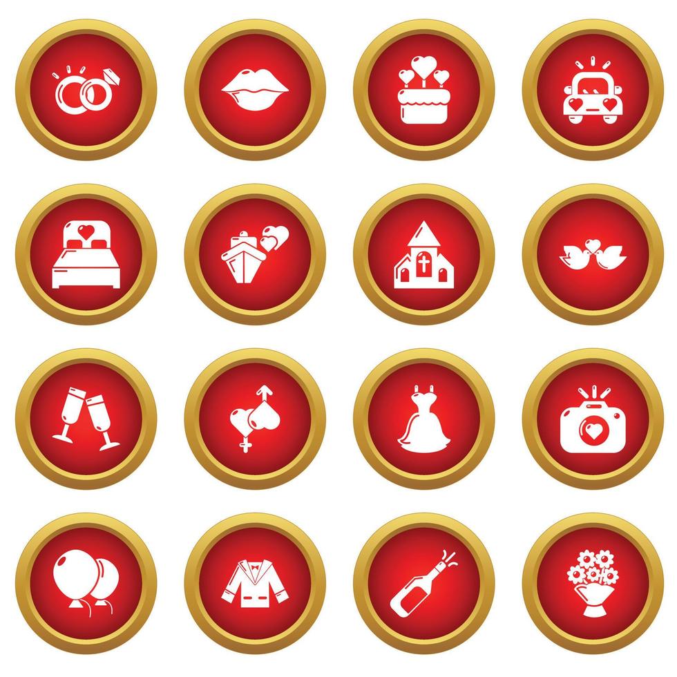Wedding icons set, simple style vector