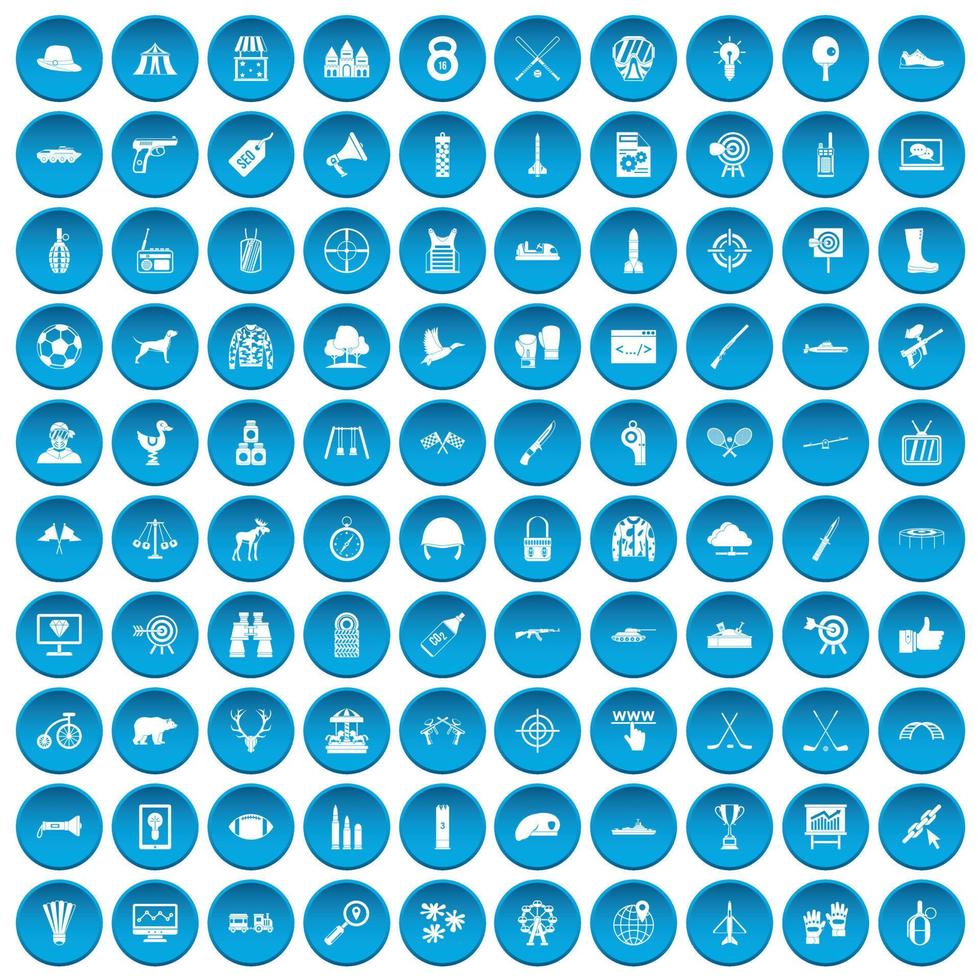 100 target icons set blue vector