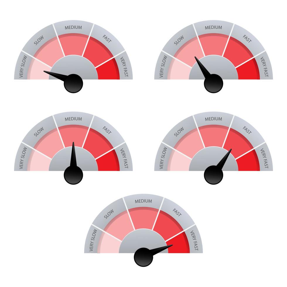 set of speed performance gauges. Level bar. isolated on white background vector