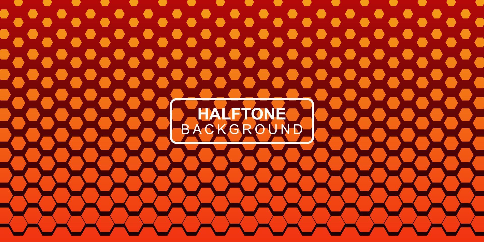 Hexagonal shape gradient orange halftone background. Halftone abstract texture. Gradient Halftone Background vector