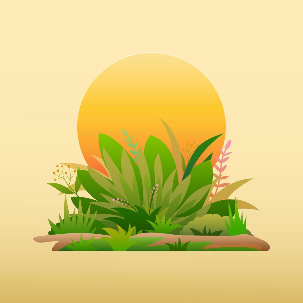 Leaf and grass gradient design element. Summer graphic design. Vector illustration