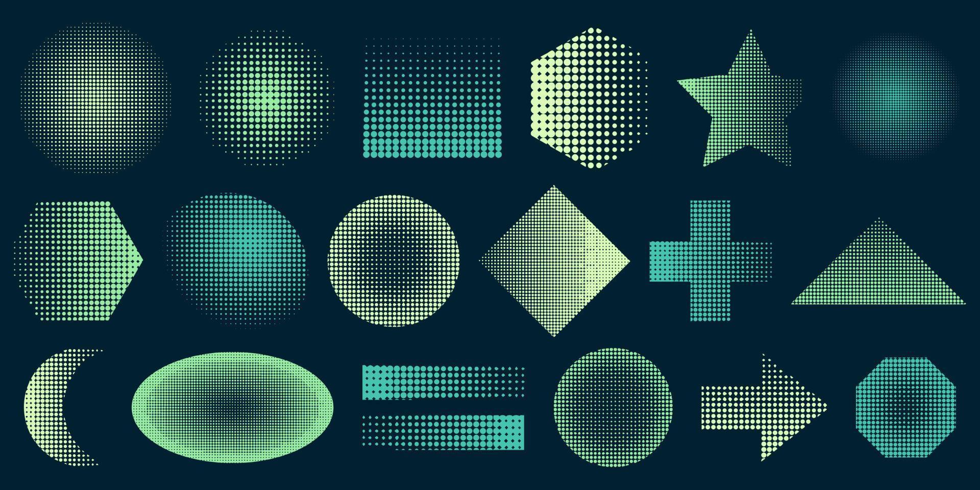 Set of Halftone dots Shapes. Abstract Elements Vector