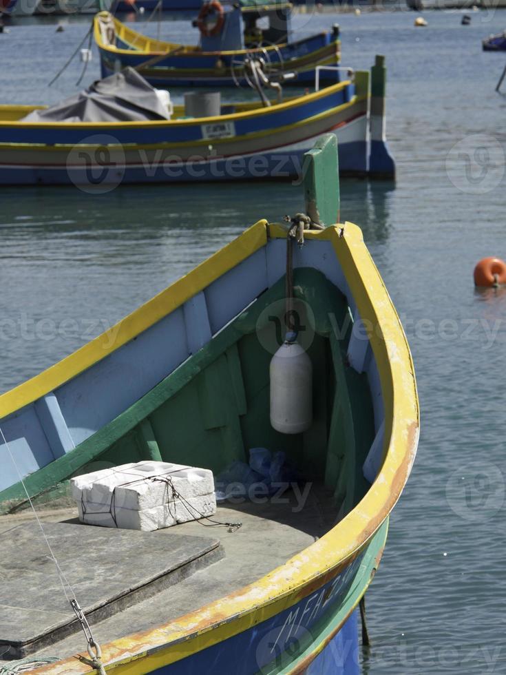 Marsaxlokk harbor on malta island photo