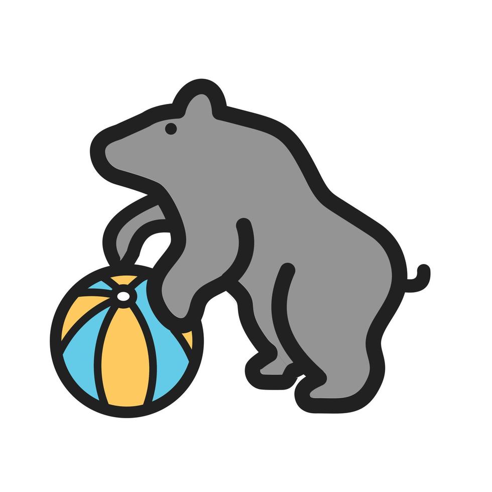 Bear Performing Filled Line Icon vector