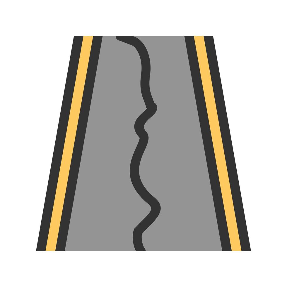 terremoto en el icono de línea llena de carretera vector