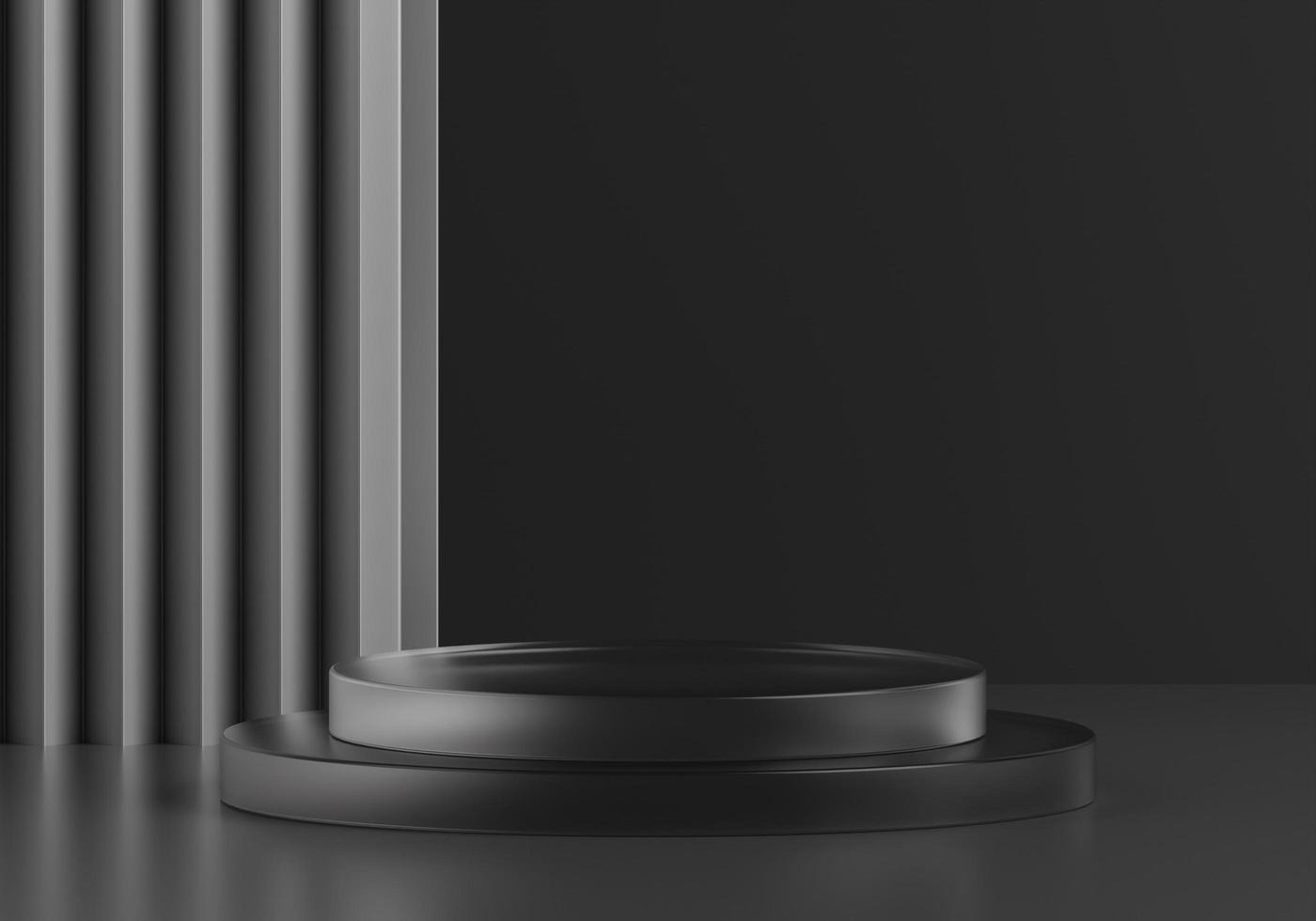 Black abstract  Crystal product display podium with crystal group 3d render Premium Background photo
