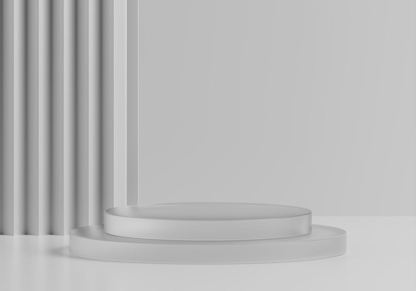 White  abstract  Crystal product display podium with crystal group 3d render Premium Background photo