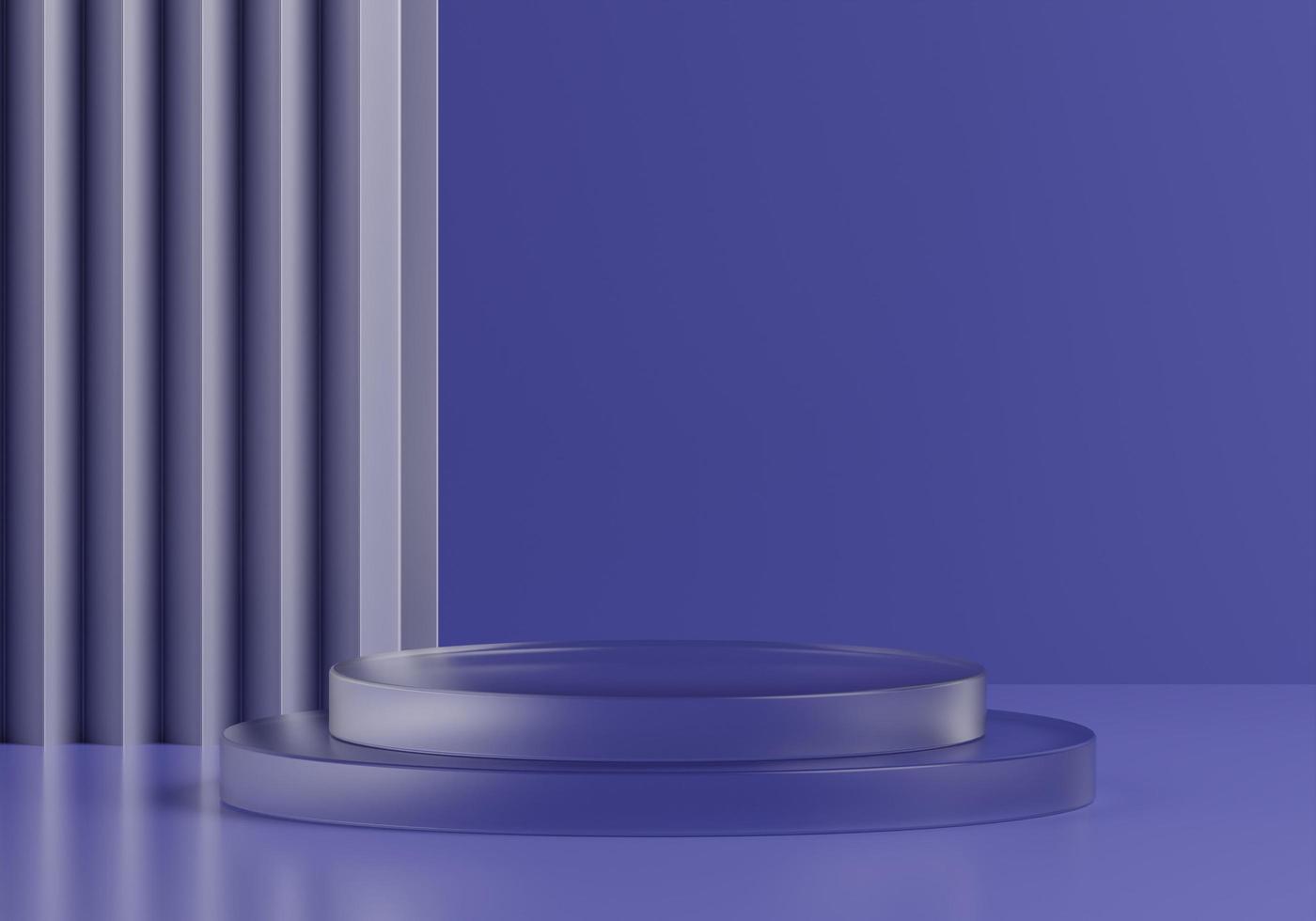 Blue abstract  Crystal product display podium with crystal group 3d render Premium Background photo