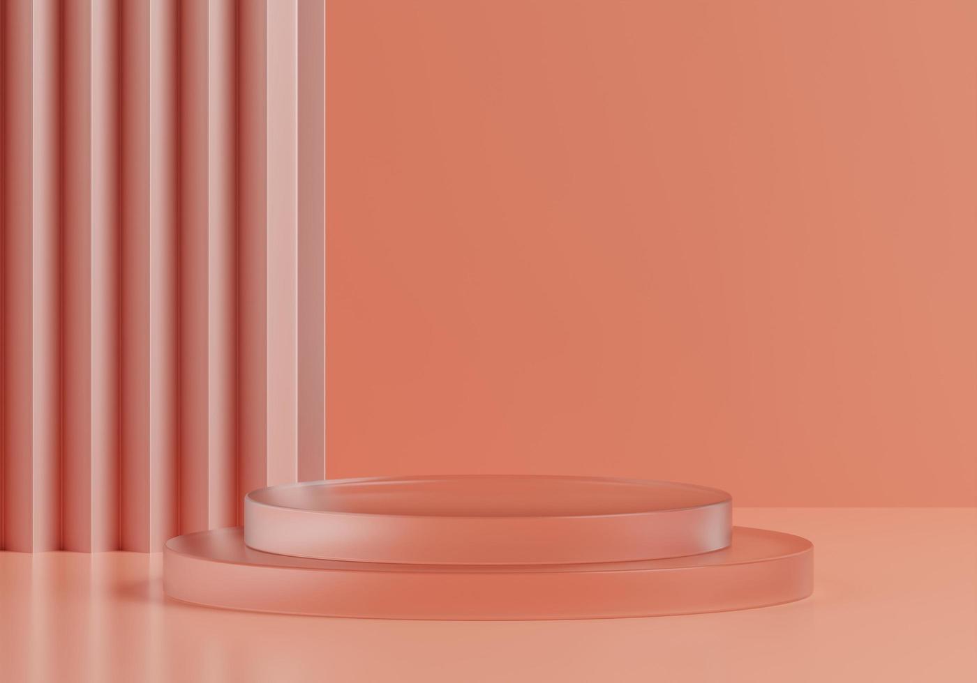 Orange abstract  Crystal product display podium with crystal group 3d render Premium Background photo