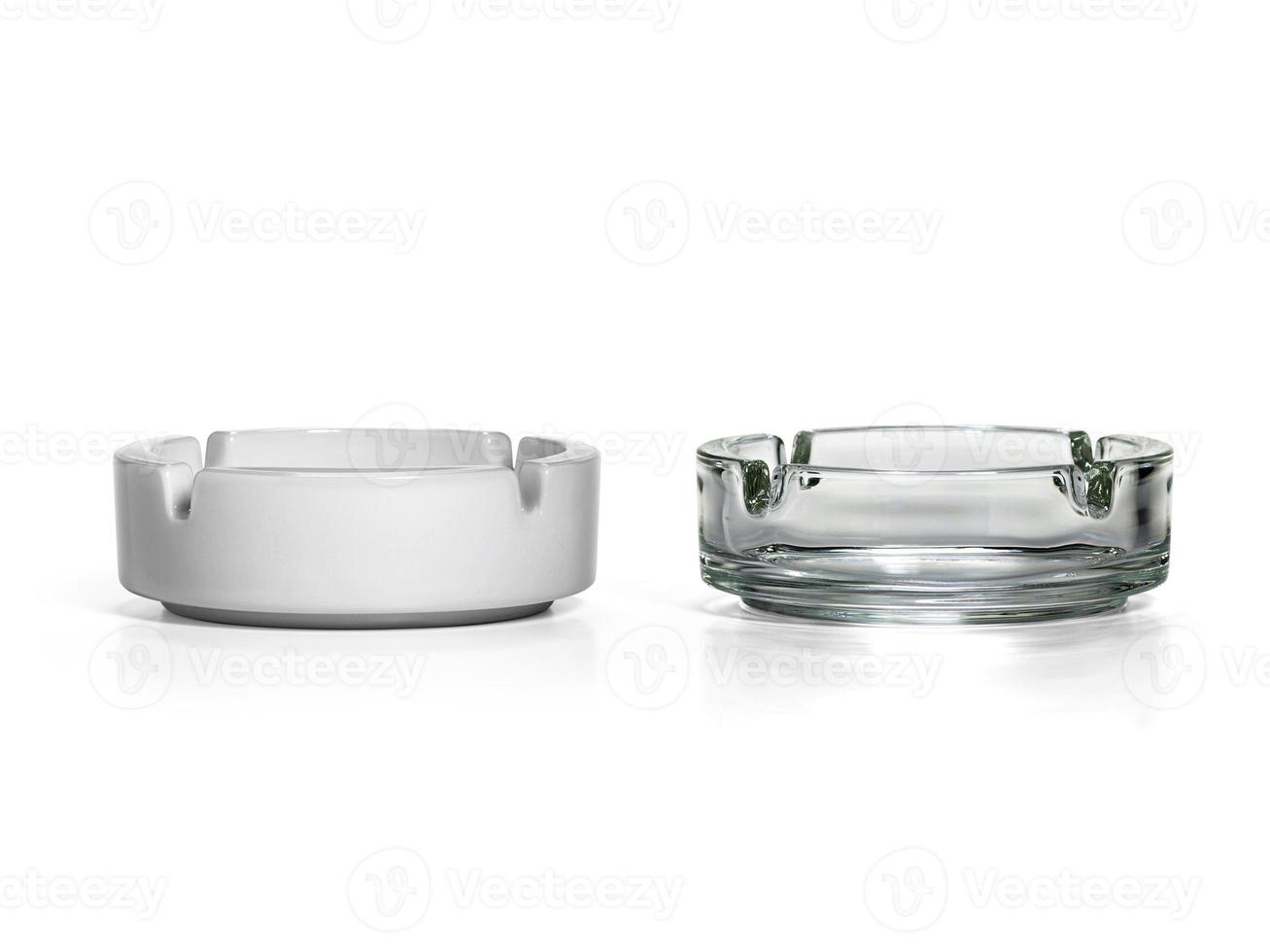 Two ashtrays isolated on white background photo