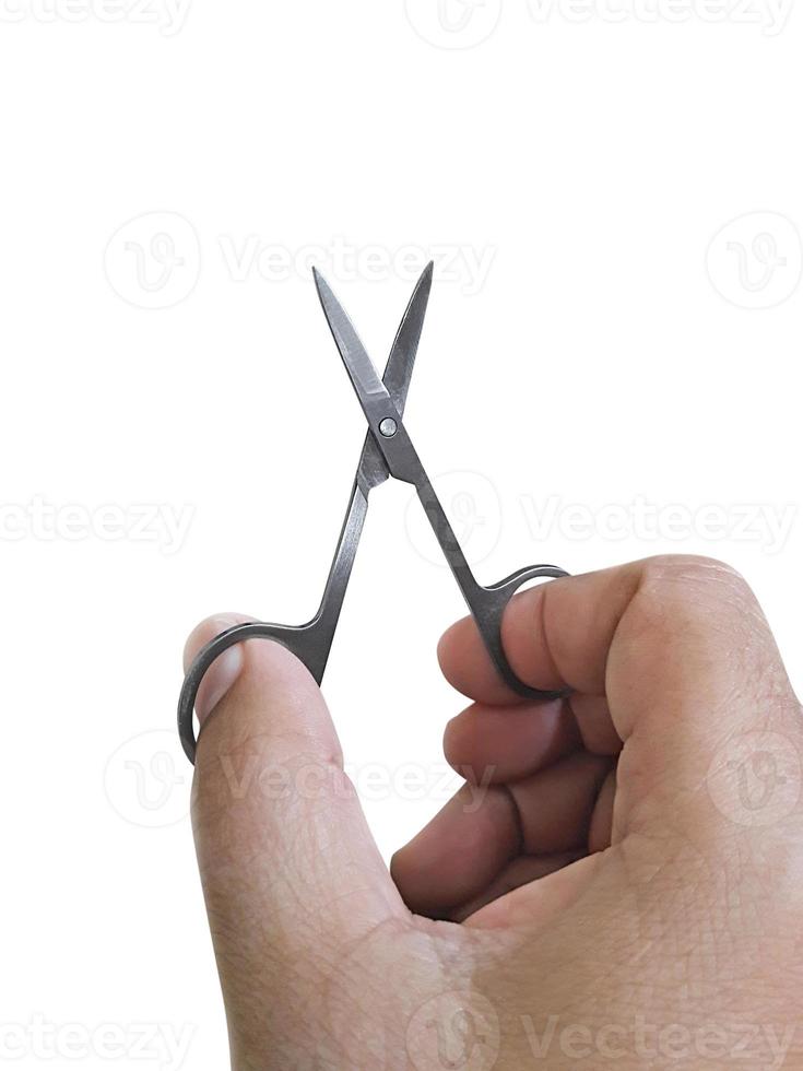 hand with Scissors in hand isolated on white background photo