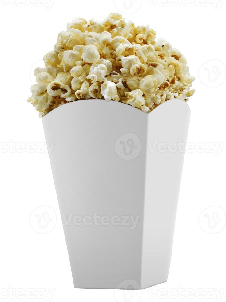 Popcorn in box isolated on white background photo