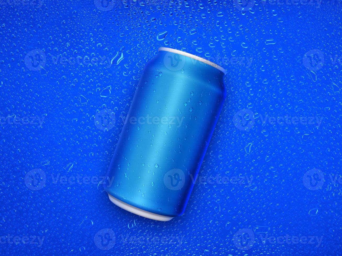 Aluminum cans on water droplets background photo