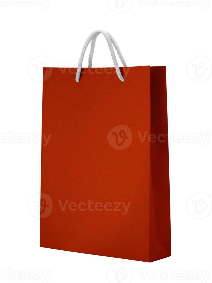 Red empty Paper bag isolated on white background  for design photo