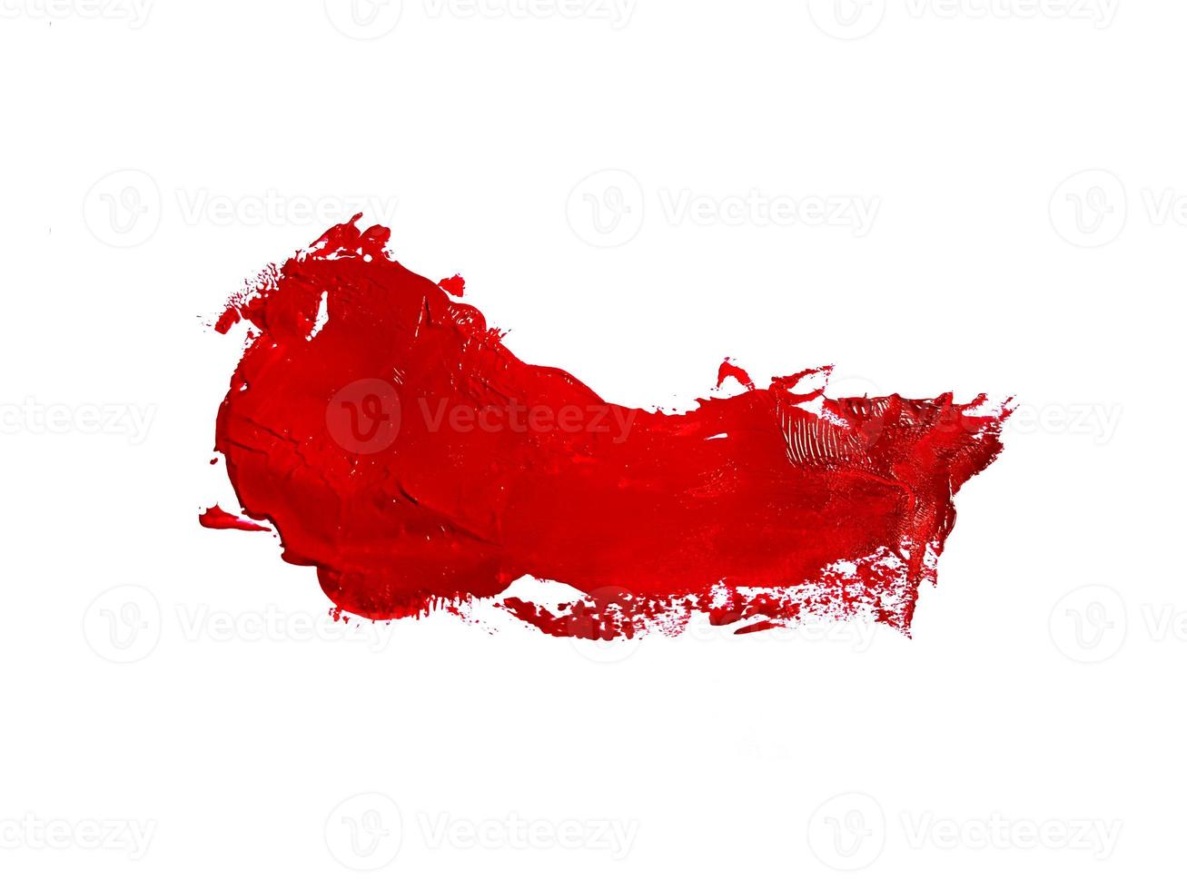 Trazo de pincel rojo aislado sobre fondo blanco. foto