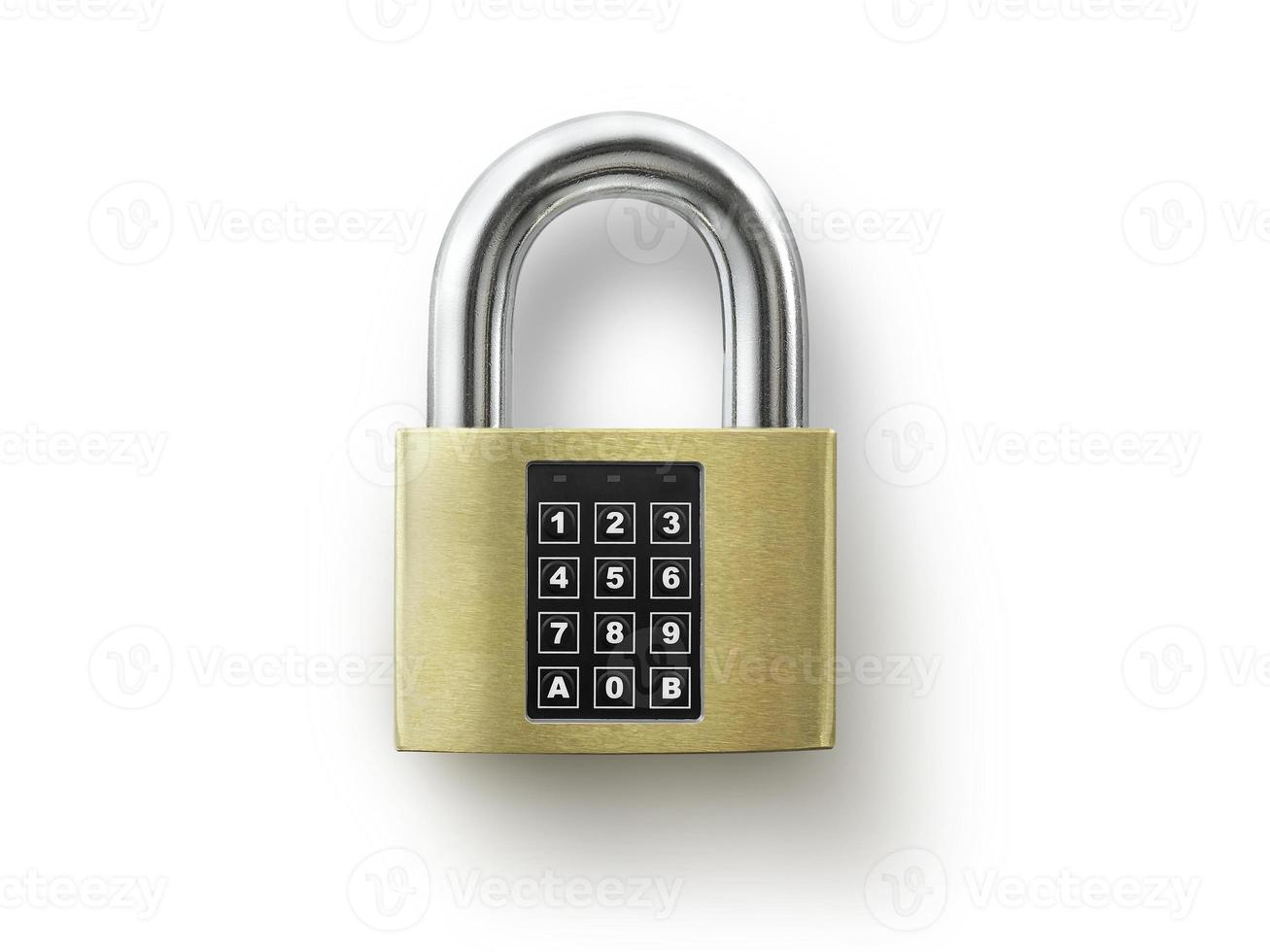 Code locked padlock on the white background. concept security photo