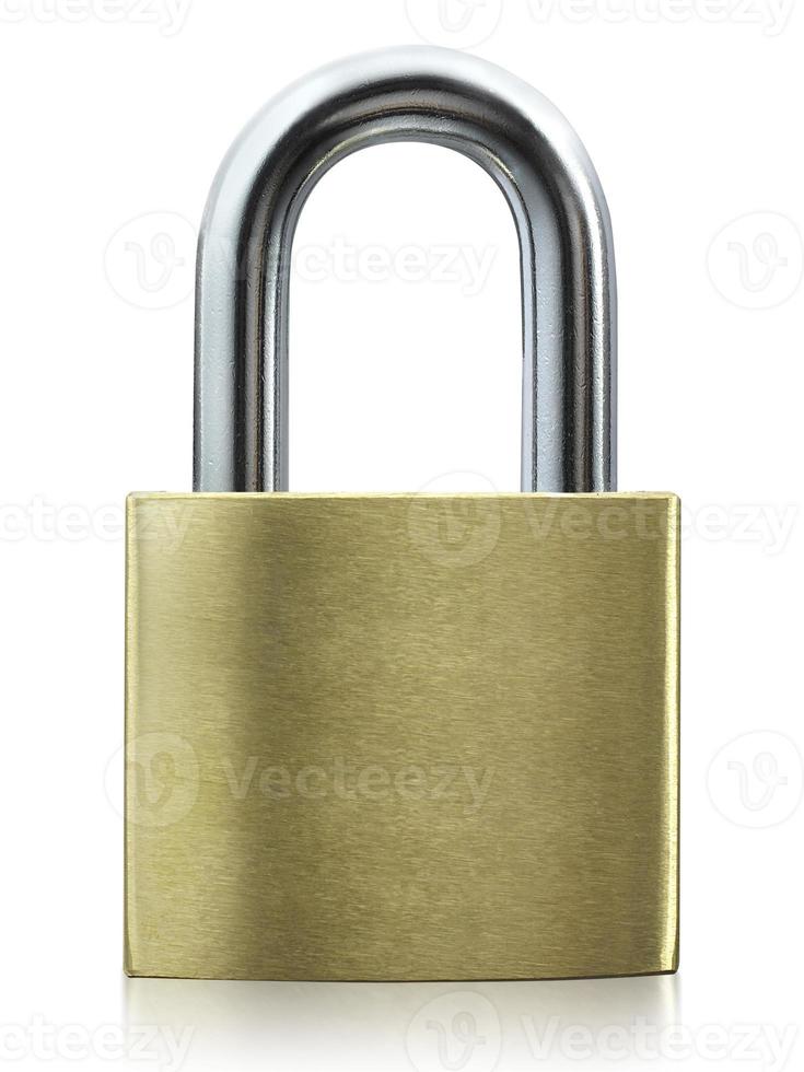 Metal padlock isolated on white background photo