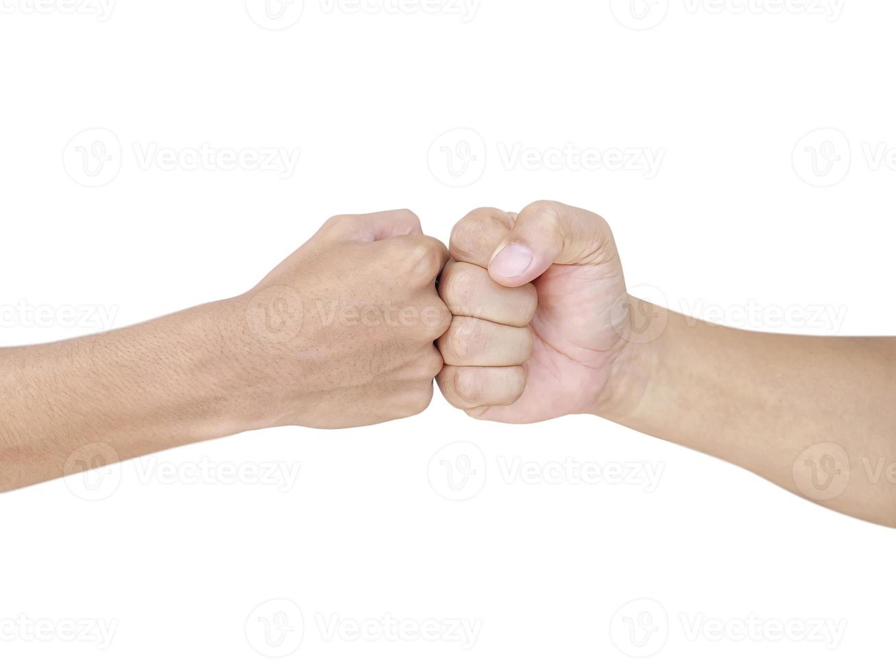 mano de hombre aislado sobre fondo blanco foto