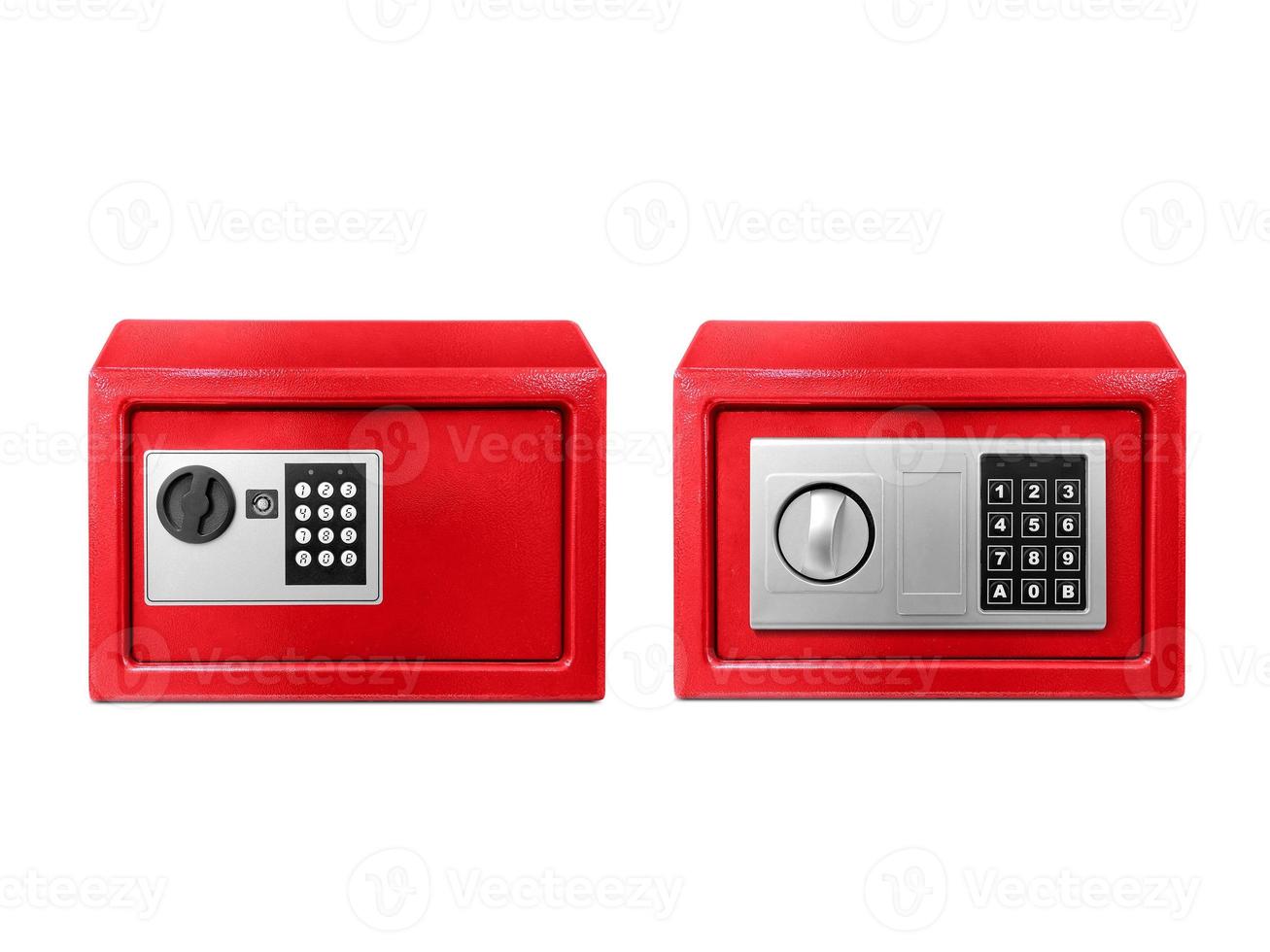 Steel bank safe on a white background photo