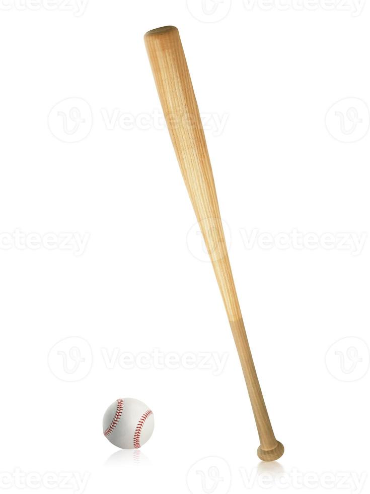 Baseball bat and ball isolated on white background photo