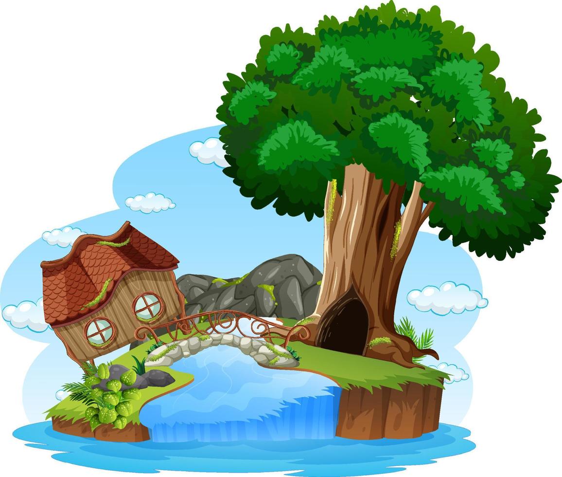 Big tree isolated cartoon vector