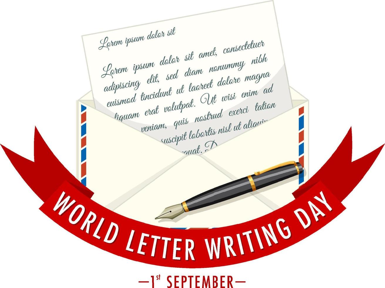 World Letter Writing Day Banner Design vector