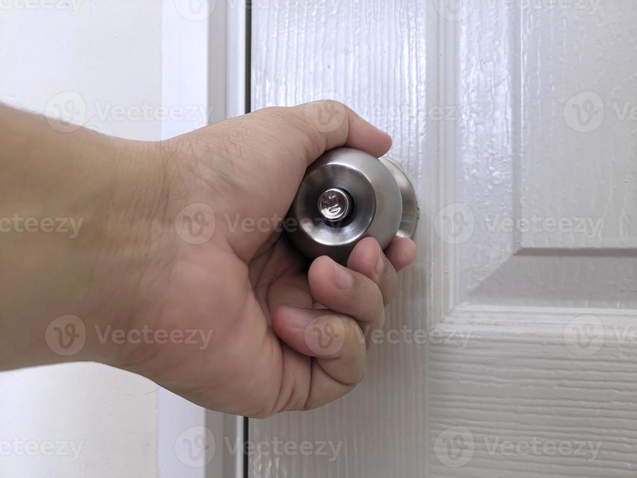 Hand on door knobs, Open door knobs photo