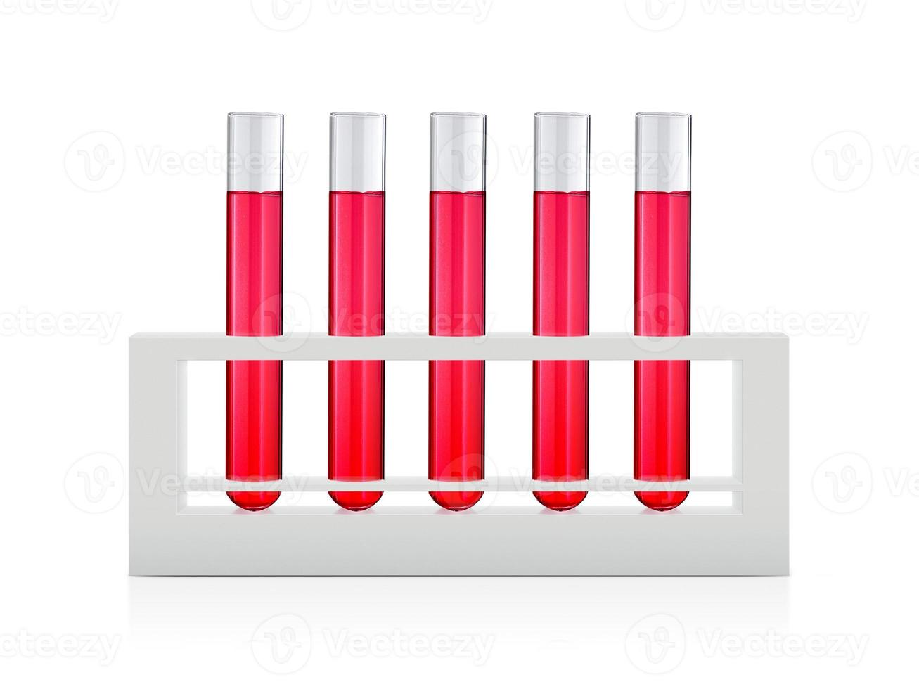 Red liquids in test tubes isolated over white background photo