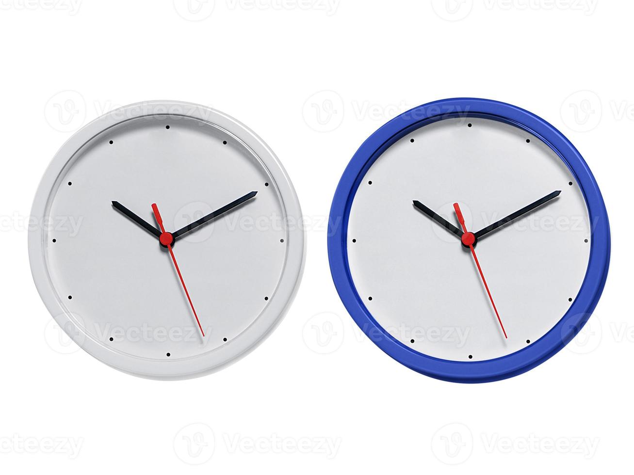 Round wall clock on white background photo