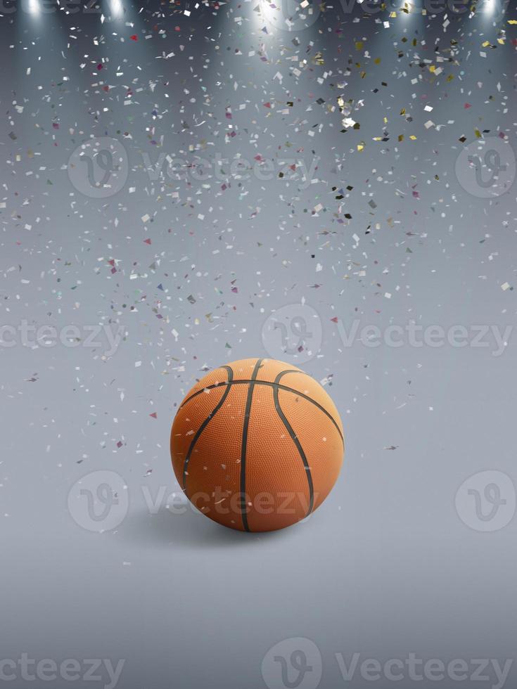 Basketball on to celebrate for football match result with spot light background. Design for banner, poster of nation championship photo