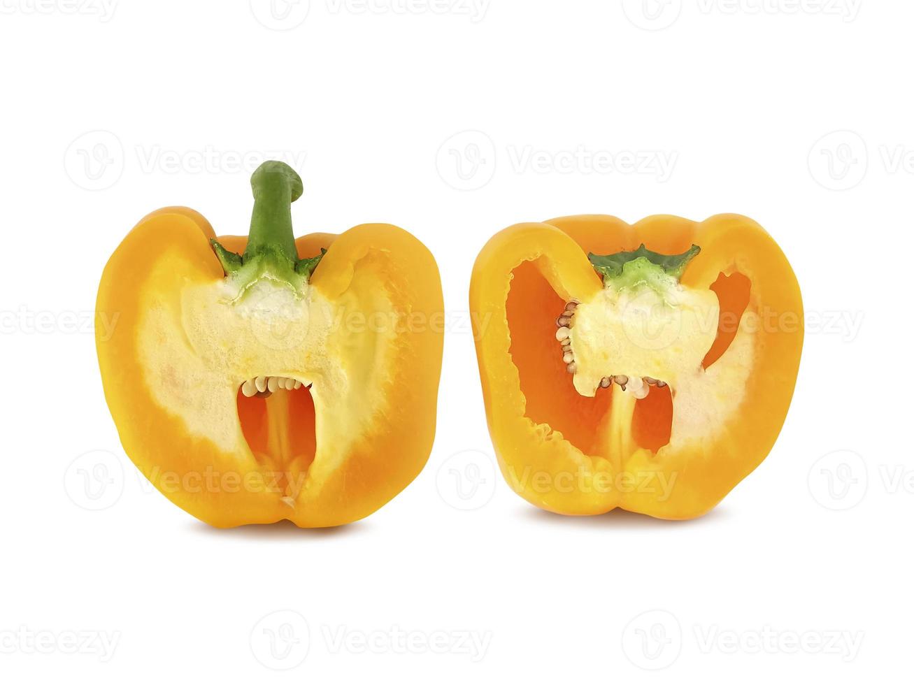 Yellow sweet pepper isolated on white background photo