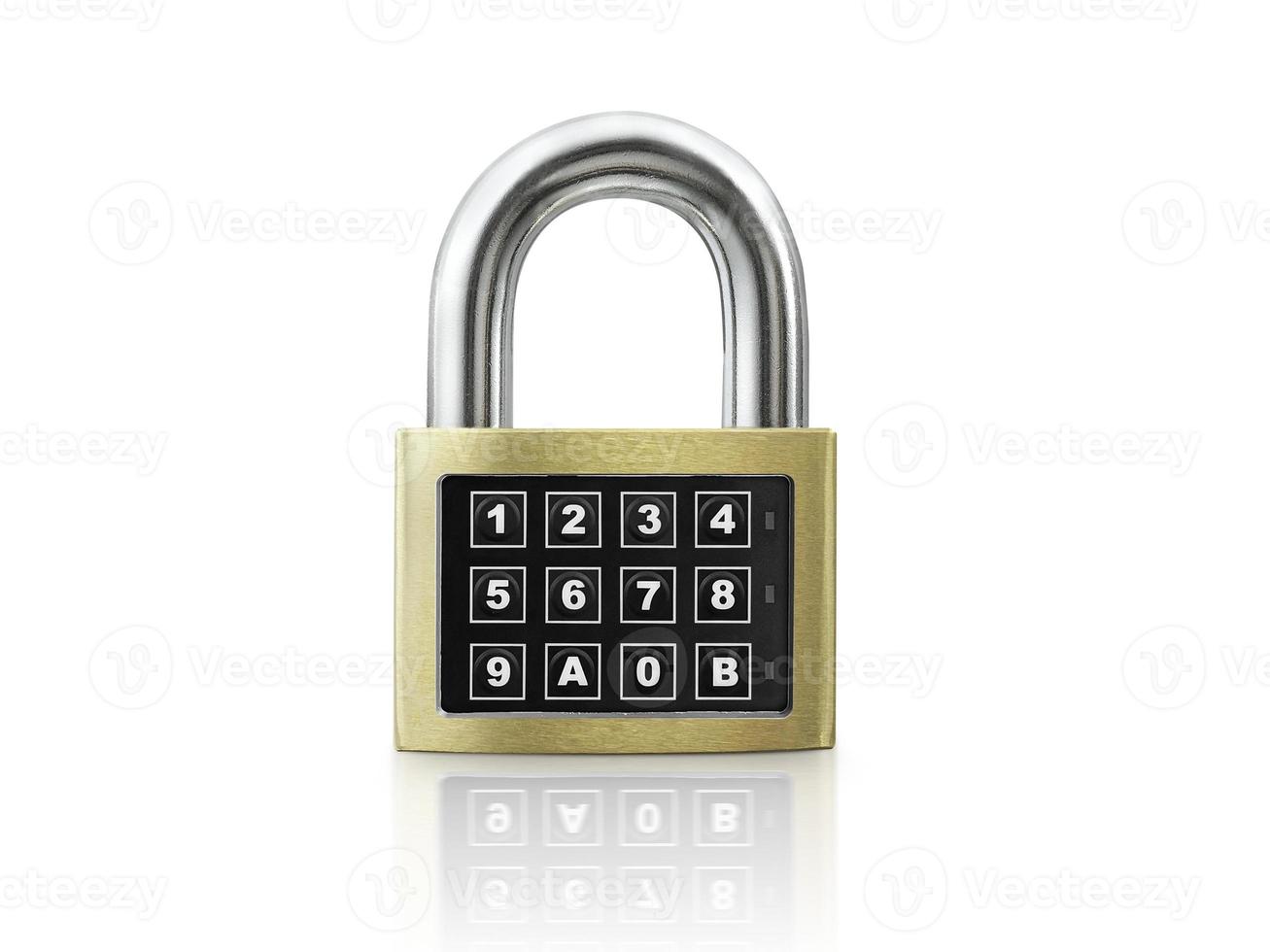 Code locked padlock on the white background. concept security photo