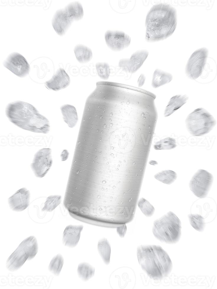 Soft drink with sliced and floating ice away bounce off photo