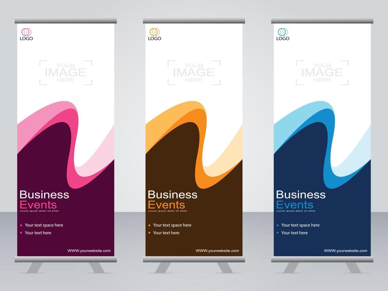 Business banner roll up set  standee banner template. vector