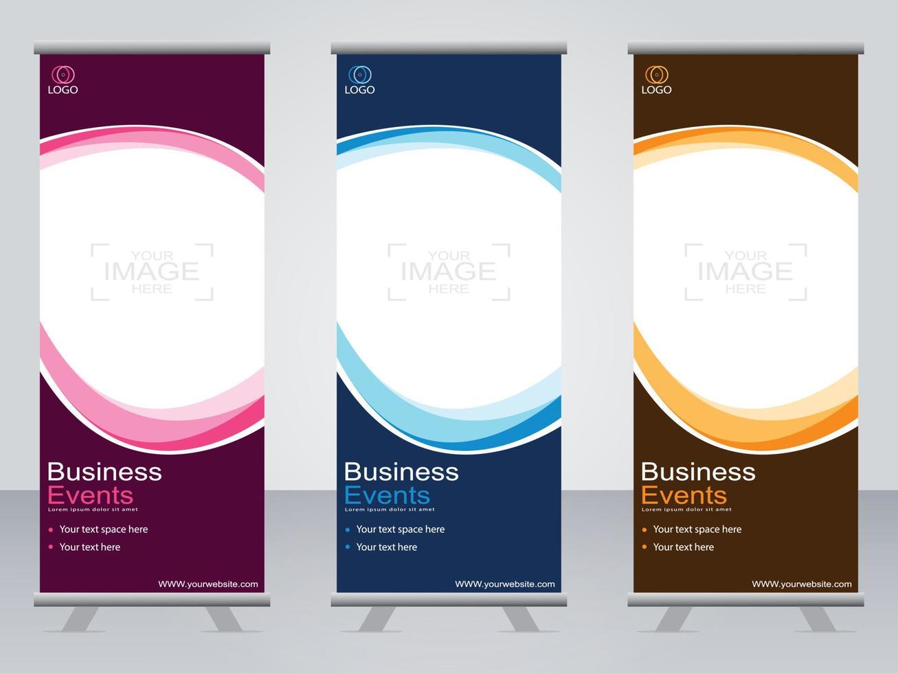 Business banner roll up set  standee banner template. vector