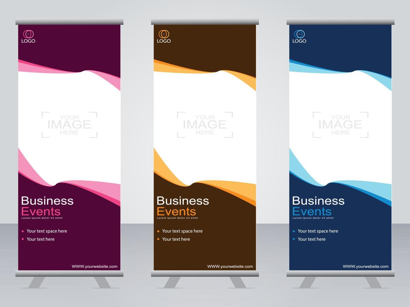 Business banner roll up set  standee banner template. vector