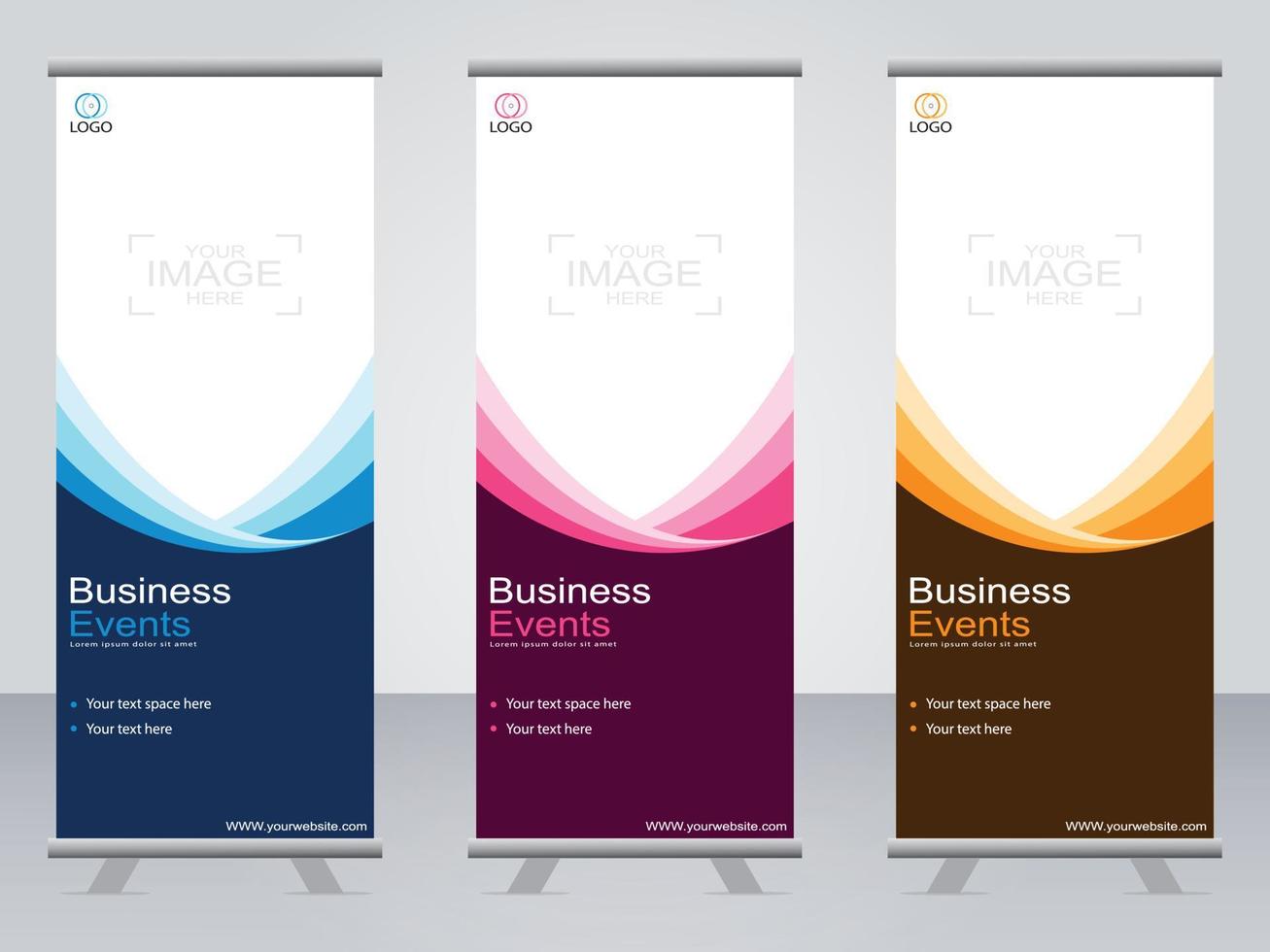 Business banner roll up set  standee banner template. vector