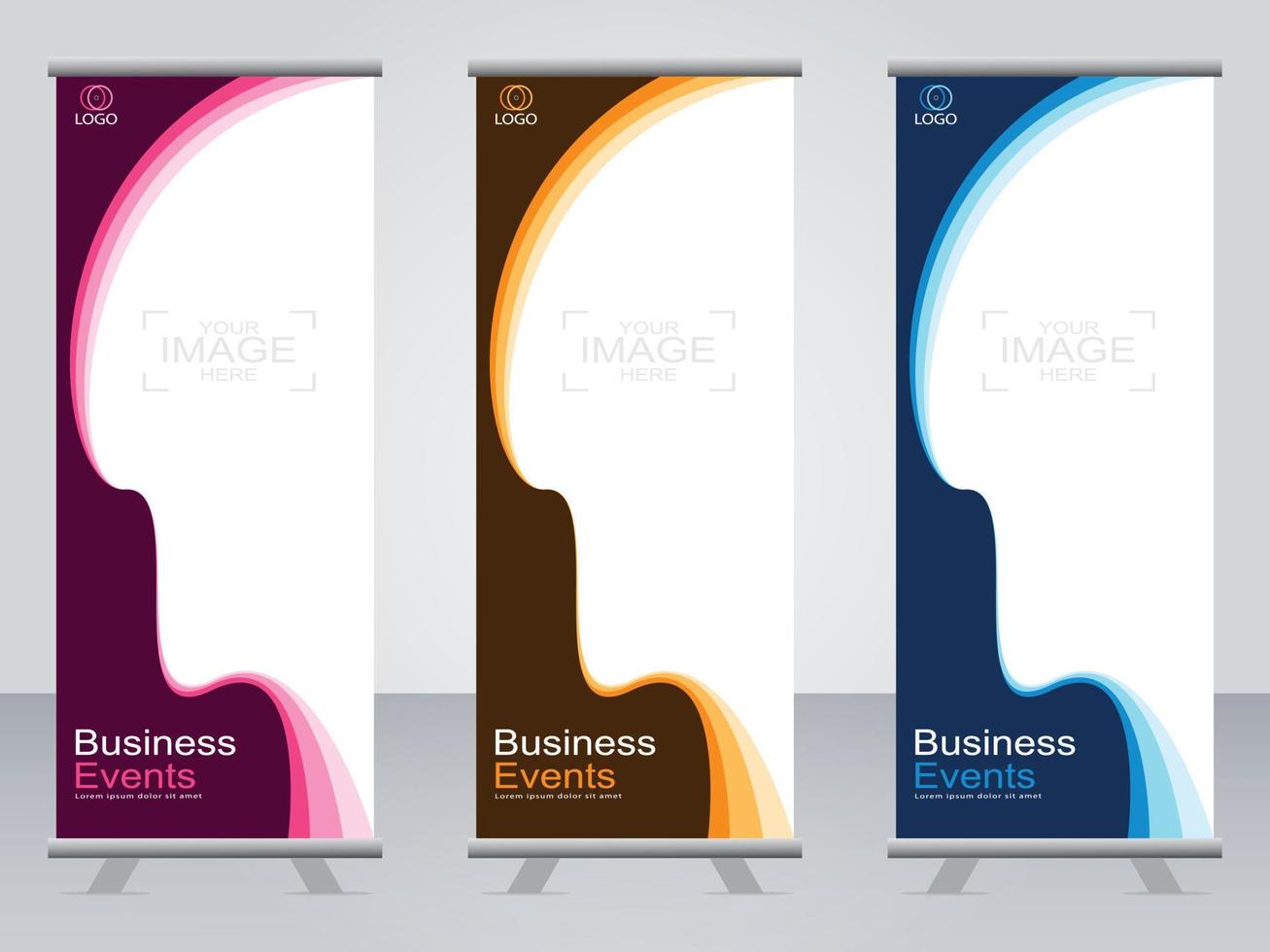 Business banner roll up set  standee banner template. vector
