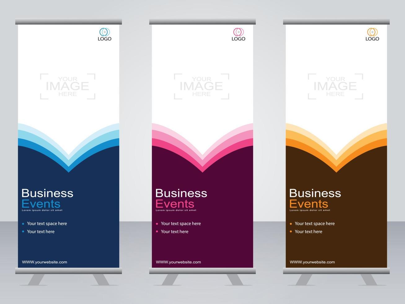 Business banner roll up set  standee banner template. vector